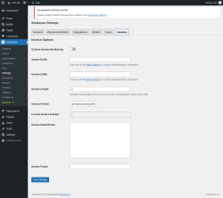 Page screenshot: Studiocart → Settings → Invoices