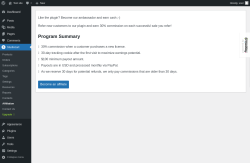 Page screenshot: Studiocart → Affiliation