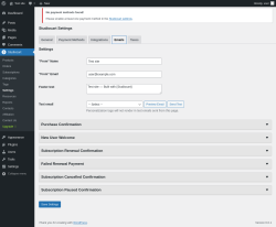 Page screenshot: Studiocart → Settings → Emails