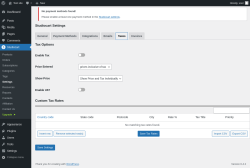Page screenshot: Studiocart → Settings → Taxes