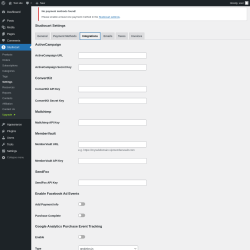 Page screenshot: Studiocart → Settings → Integrations