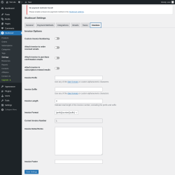 Page screenshot: Studiocart → Settings → Invoices