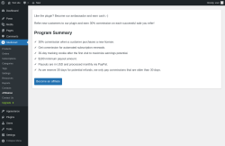 Page screenshot: Studiocart → Affiliation