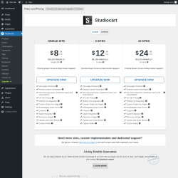Page screenshot: Studiocart → Upgrade  ➤