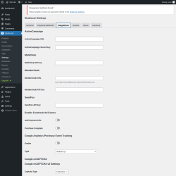 Page screenshot: Studiocart → Settings → Integrations