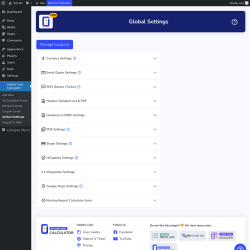 Page screenshot: Stylish Cost Calculator → Global Settings