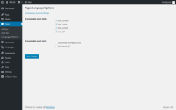 Page screenshot: Pages &rarr; Language Options