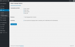 Page screenshot: Pages &rarr; Language Options