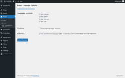 Page screenshot: Pages &rarr; Language Options