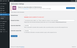 Page screenshot: Subscriptions &rarr; Settings