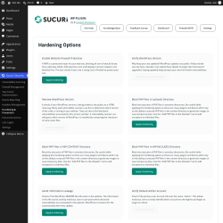 Page screenshot: Sucuri Security &rarr; Hardening & Prevention