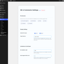 Page screenshot: Settings &rarr; Suggest Edits and Comments