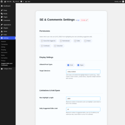 Page screenshot: Settings &rarr; Suggest Edits and Comments