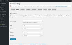 Page screenshot: Sunshine  → Settings → Pages