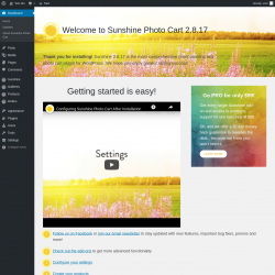 Page screenshot: About Sunshine Photo Cart ‹ Test site — WordPress