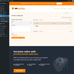 Page screenshot: Products &rarr; Product Categories
