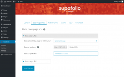 Page screenshot: Supafolio &rarr; Settings &rarr; Book Page URLs