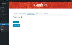 Page screenshot: Supafolio &rarr; Settings &rarr; Retailer Links