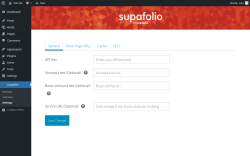 Page screenshot: Supafolio &rarr; Settings