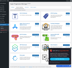 Page screenshot: SuperPWA &rarr; Add-ons