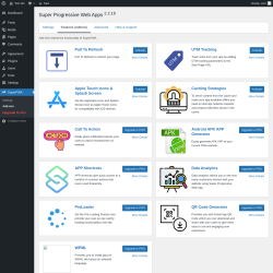 Page screenshot: SuperPWA &rarr; Add-ons