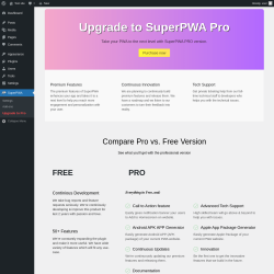 Page screenshot: SuperPWA → Upgrade to Pro