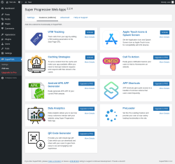 Page screenshot: SuperPWA &rarr; Add-ons