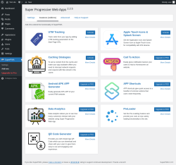 Page screenshot: SuperPWA &rarr; Add-ons