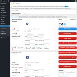 Page screenshot: Super Socializer → Social Sharing → Theme Selection