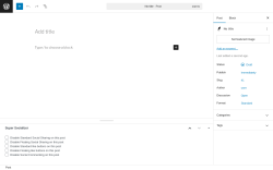 Page screenshot: Add Post ‹ Test site — WordPress