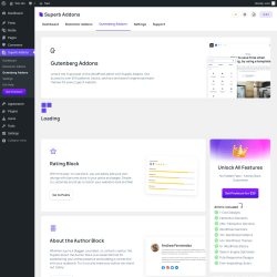 Page screenshot: Superb Addons &rarr; Gutenberg Addons