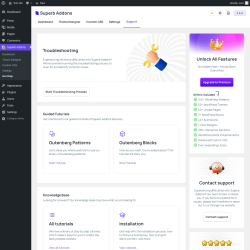 Page screenshot: Superb Addons → Get Help