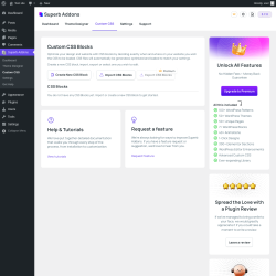 Page screenshot: Superb Addons &rarr; Custom CSS