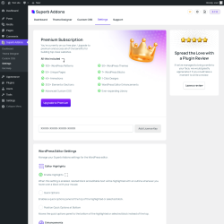 Page screenshot: Superb Addons &rarr; Settings