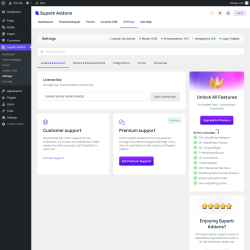 Page screenshot: Superb Addons &rarr; Settings