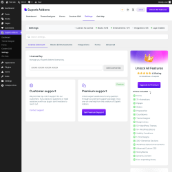 Page screenshot: Superb Addons &rarr; Settings