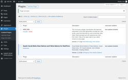 Page screenshot: Plugins ‹ Test site — WordPress