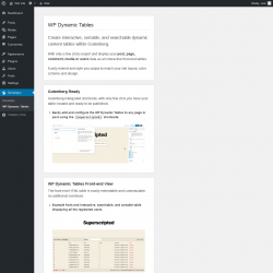 Page screenshot: Developry &rarr; WP Dynamic Tables
