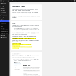 Page screenshot: Tools &rarr; Simple Data Tables