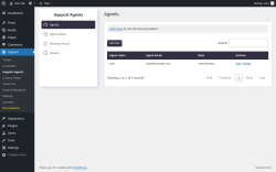 Page screenshot: Support → Support Agents
