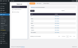 Page screenshot: Support → Ticket List