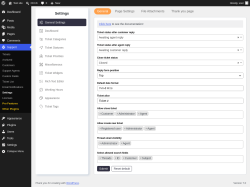 Page screenshot: Support &rarr; Settings