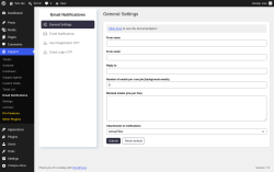 Page screenshot: Support &rarr; Email Notifications