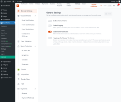 Page screenshot: SureForms &rarr; Settings