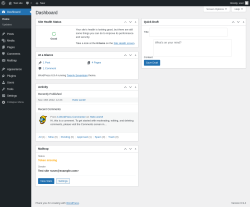 Page screenshot: Dashboard &lsaquo; Test site &mdash; WordPress