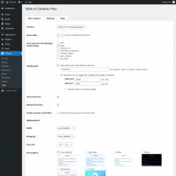 Page screenshot: Settings &rarr; TOC+
