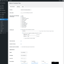 Page screenshot: Settings &rarr; TOC+