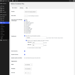 Page screenshot: Settings &rarr; TOC+
