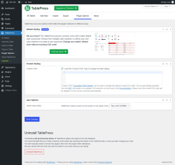 Page screenshot: TablePress → Plugin Options
