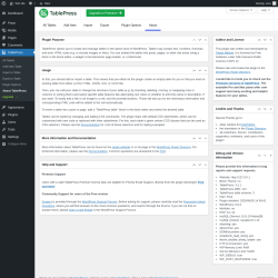 Page screenshot: TablePress → About TablePress